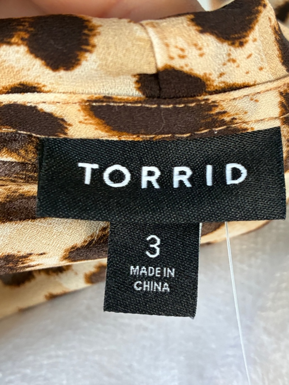 Torrid Leopard Print Ruffle Tie-Front Blouse in Tan & Brown - Picture 8 of 10